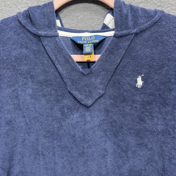 Polo Ralph Lauren Hooded Terry Sweatshirt Stretch Blue Womens Size M 8/10 - Picture 5 of 12